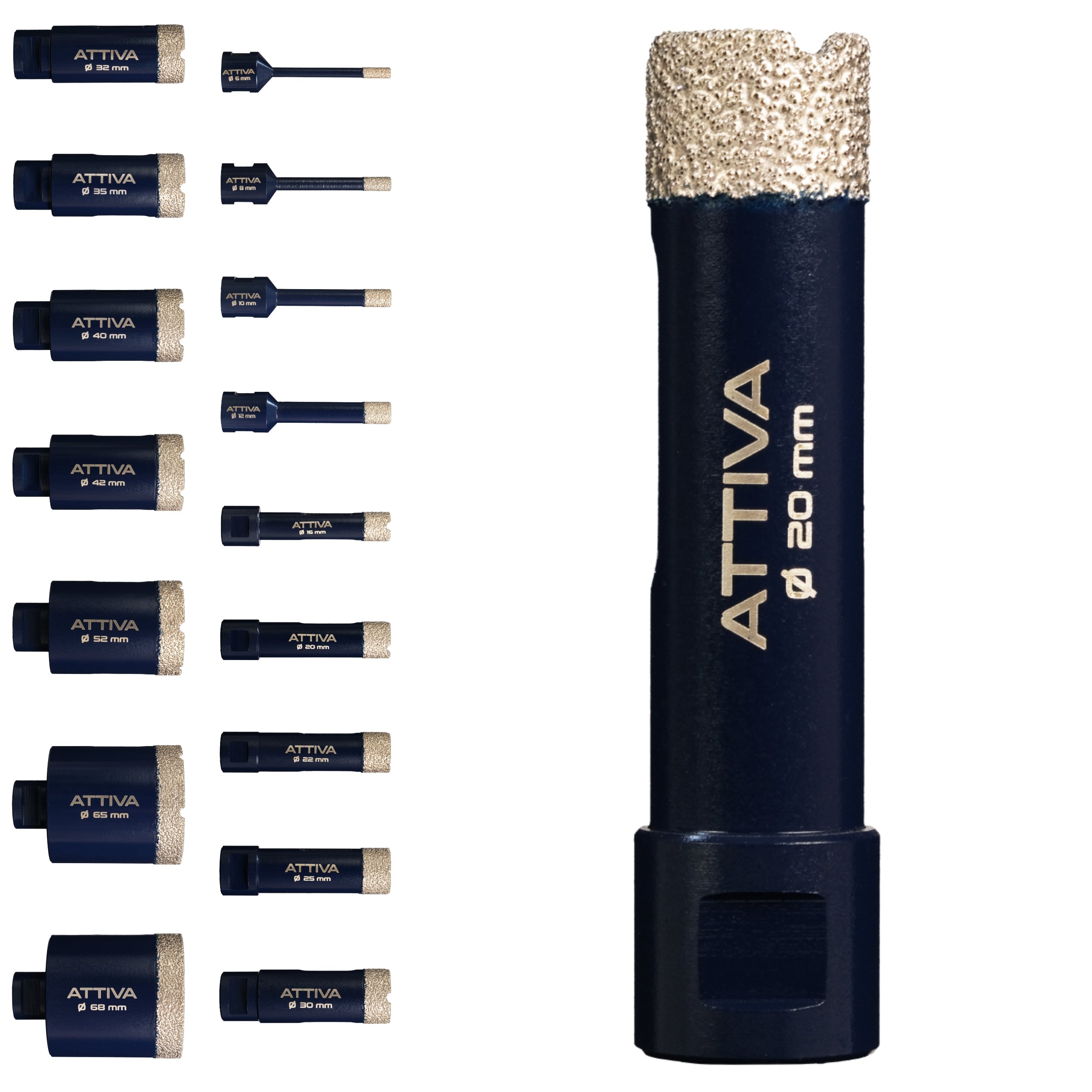 FERRATI Attiva Diamant Fliesenbohrer M14 Segmenthöhe 15mm | Pro Diamantbohrer Lochsäge für Fliesen Keramik Marmor Travertin Naturstein | nasse & trockene andwendung