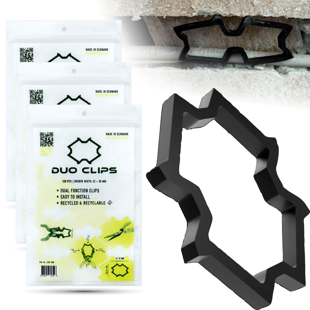 DUO CLIPS 3-Pack Universal 22–50 mm Kabelhalter 300 Stück | Kabelclip, Kabelbefestigung, Clip für Kabel, Halterung für Leitungen und Rohre (Kopia)