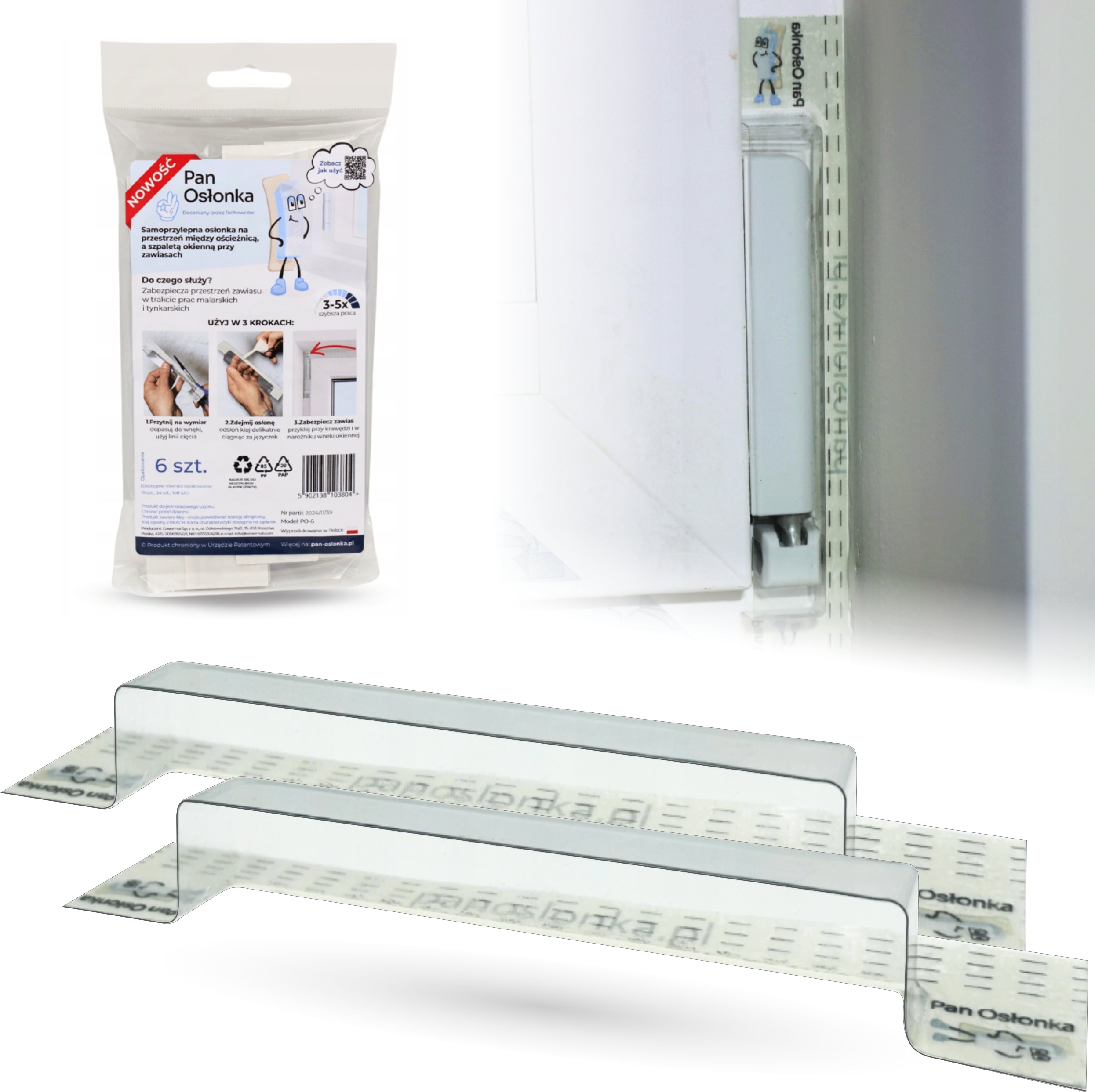 COVERMAL 18 x Fensterscharnier Malerband 18 cm Universal | Malerkrepp für Scharnier und Fenster, Abdeckhaube Fensterband, Fensterangeln-Schutz beim Streichen