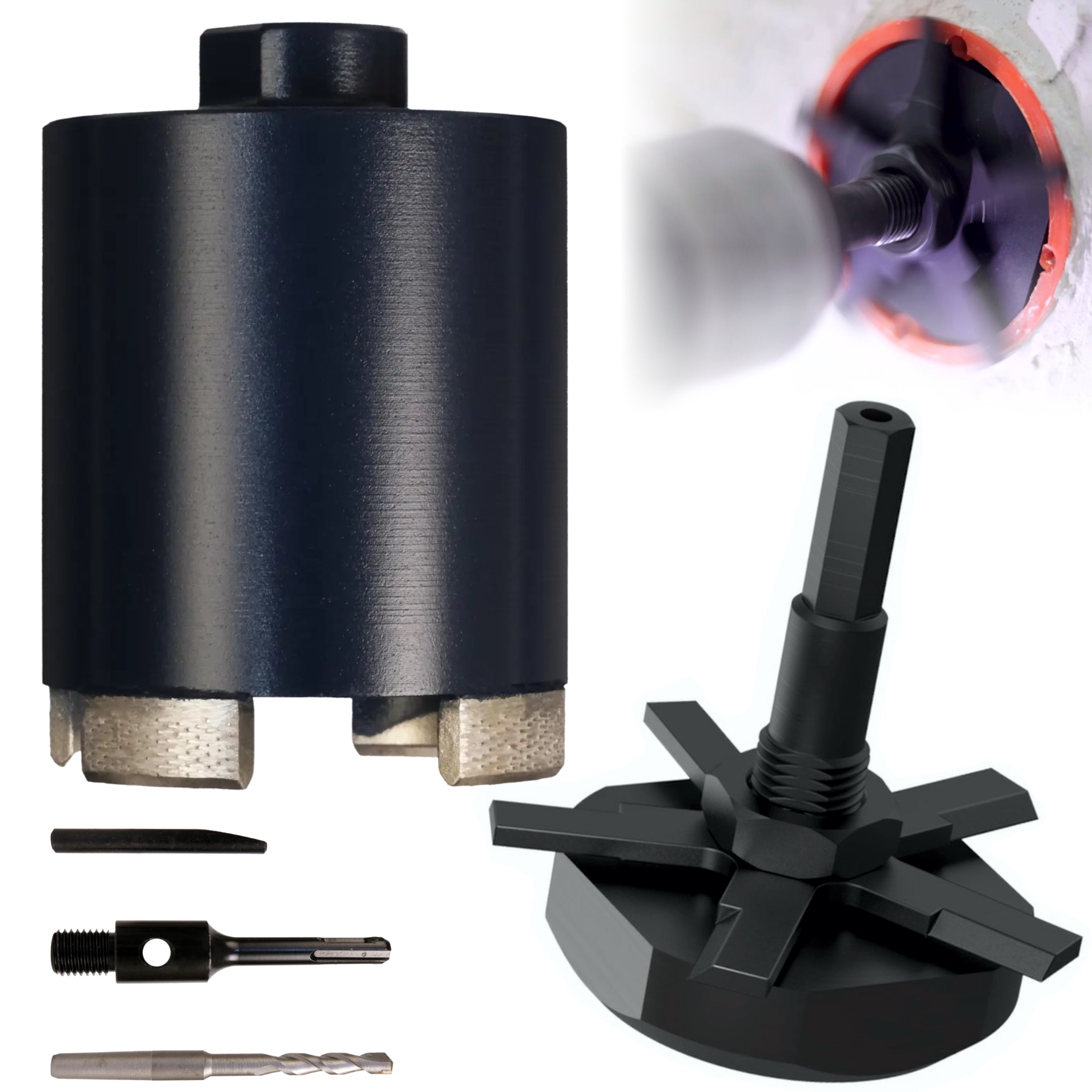 FERRATI Diamantbohrer ∅ 68 mm M16/SDS+ mit SCROBER Universal Schneidbohrer für Unterputzdose ∅ 65 mm SET | Diamant Bohrer Lochsäge | trockene andwendung