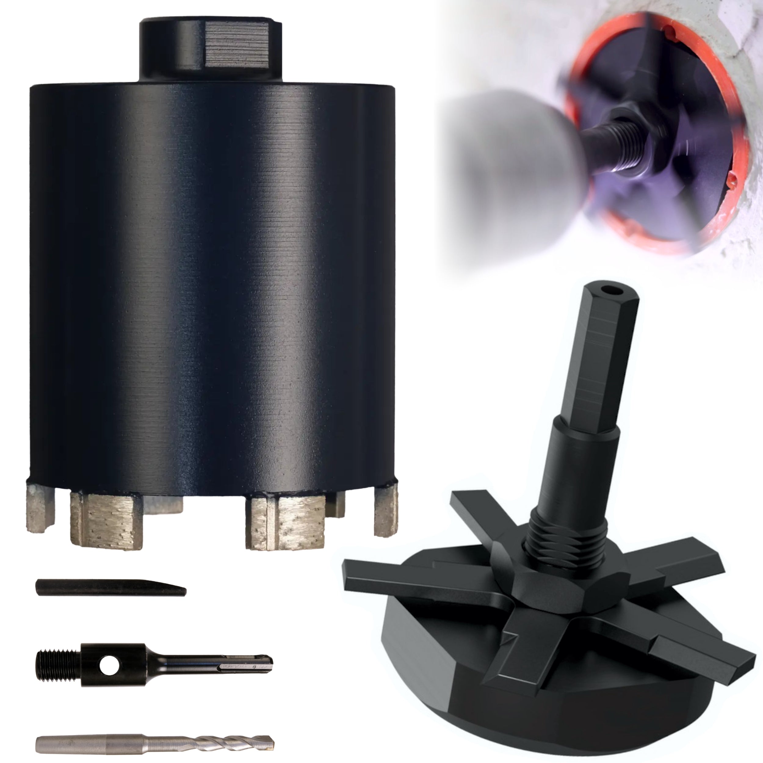 FERRATI Diamantbohrer ∅ 68 mm M16/SDS+ mit SCROBER Universal Schneidbohrer für Unterputzdose ∅ 65 mm SET | Diamant Bohrer Lochsäge | trockene andwendung
