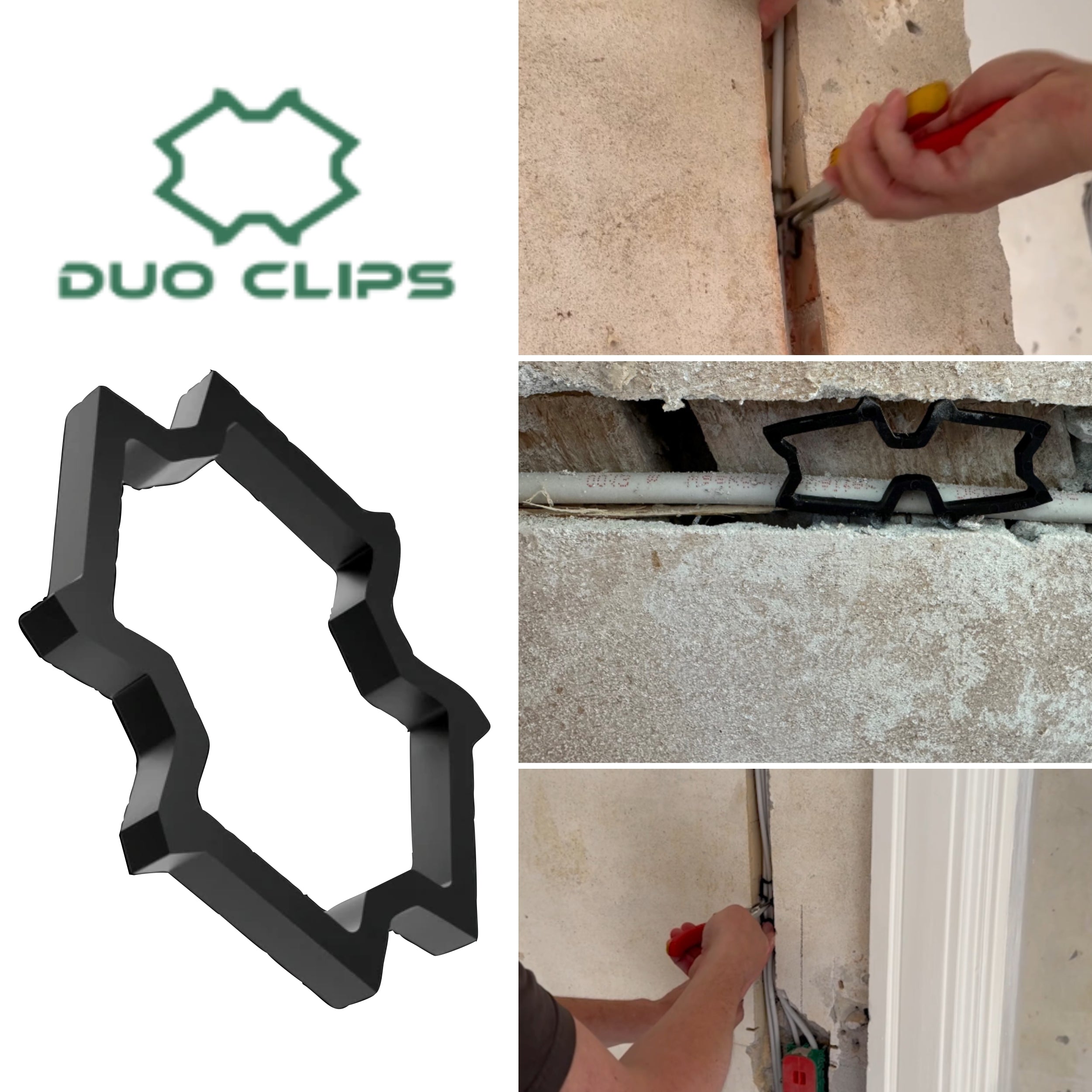 DUO CLIPS Universal 22–50 mm Kabelhalter 100 Stück | Kabelclip, Kabelbefestigung, Clip für Kabel, Halterung für Leitungen und Rohre