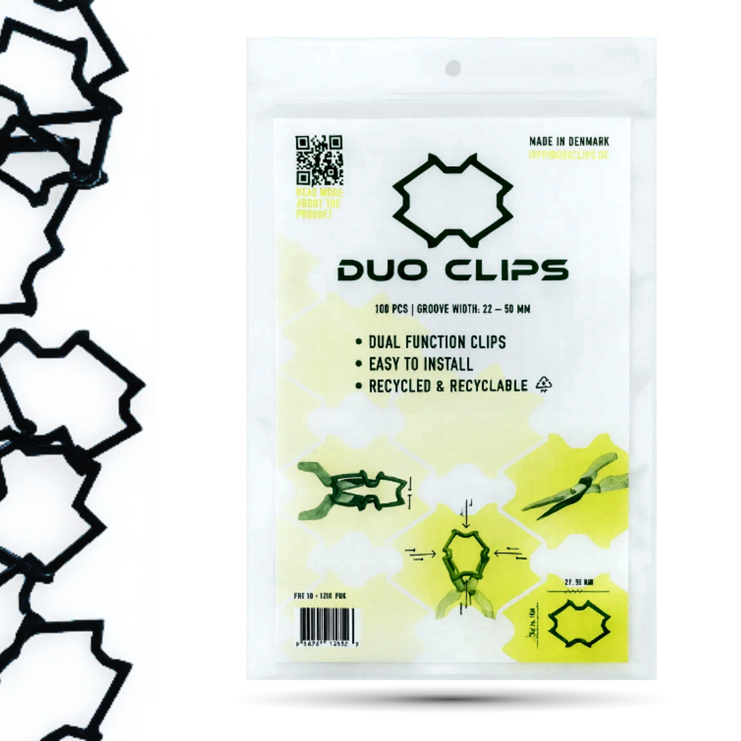 DUO CLIPS Universal 22–50 mm Kabelhalter 100 Stück | Kabelclip, Kabelbefestigung, Clip für Kabel, Halterung für Leitungen und Rohre