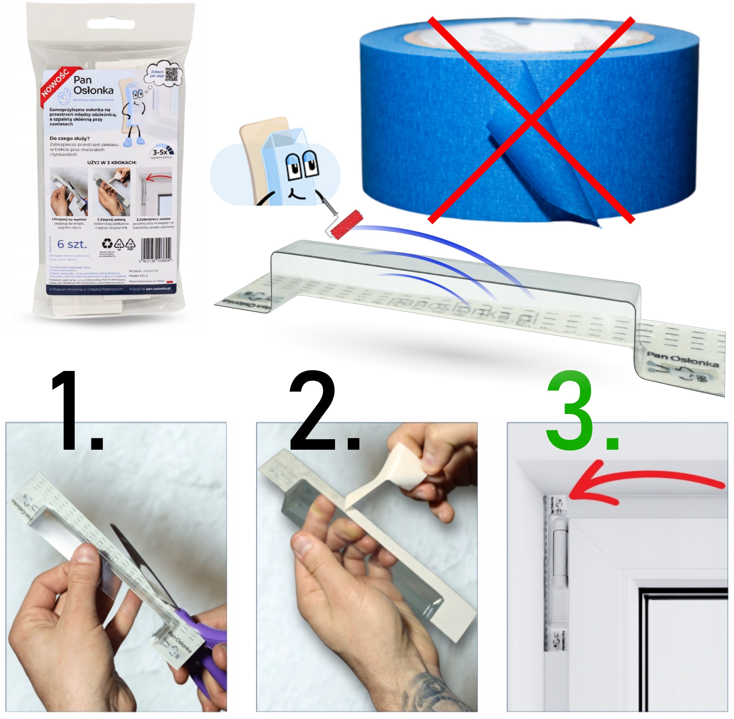 COVERMAL 18 x Fensterscharnier Malerband 18 cm Universal | Malerkrepp für Scharnier und Fenster, Abdeckhaube Fensterband, Fensterangeln-Schutz beim Streichen