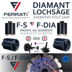 FERRATI Diamantbohrer ∅ 68 mm M16/SDS+ mit SCROBER Universal Schneidbohrer für Unterputzdose ∅ 65 mm SET | Diamant Bohrer Lochsäge | trockene andwendung