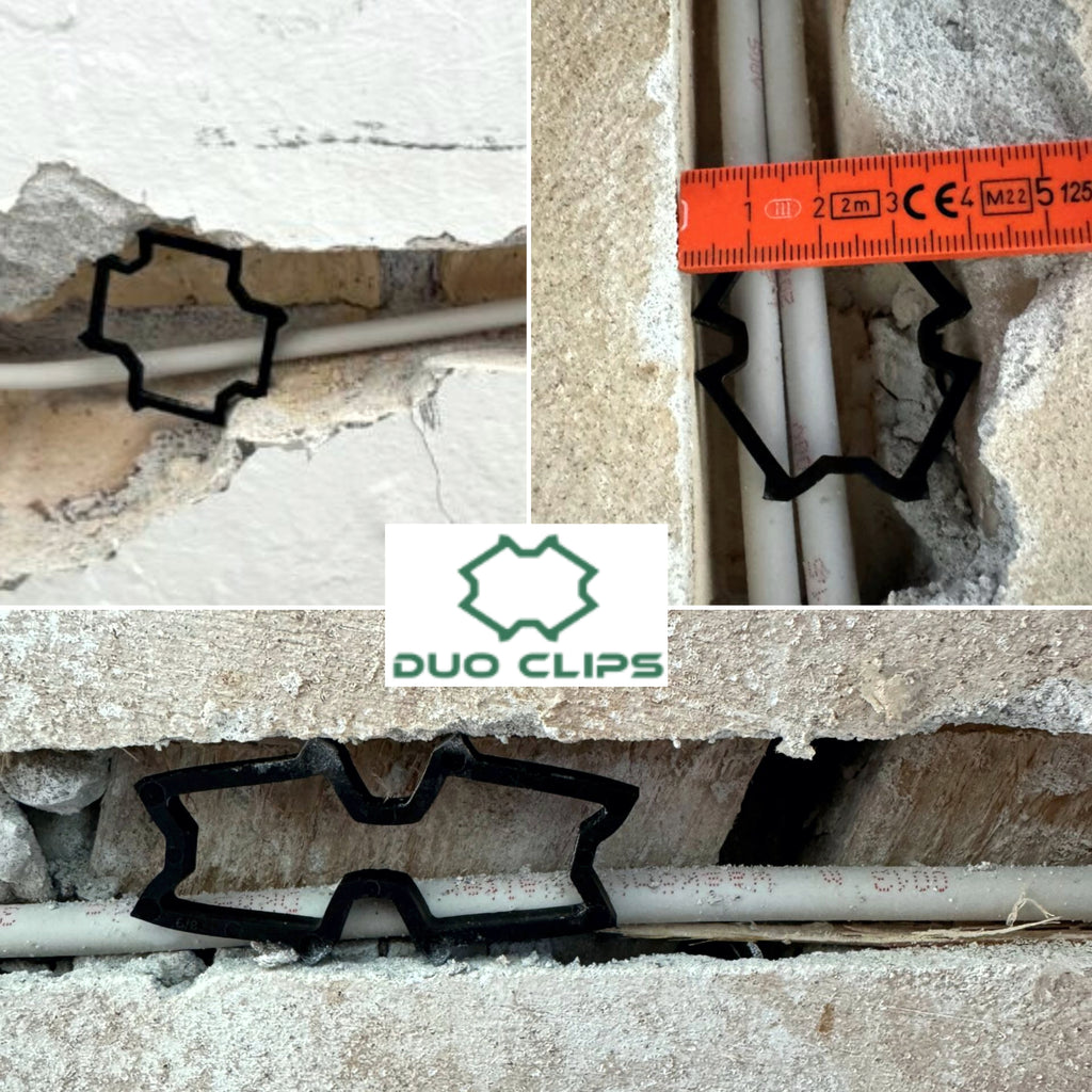 DUO CLIPS Universal 22–50 mm Kabelhalter 100 Stück | Kabelclip, Kabelbefestigung, Clip für Kabel, Halterung für Leitungen und Rohre