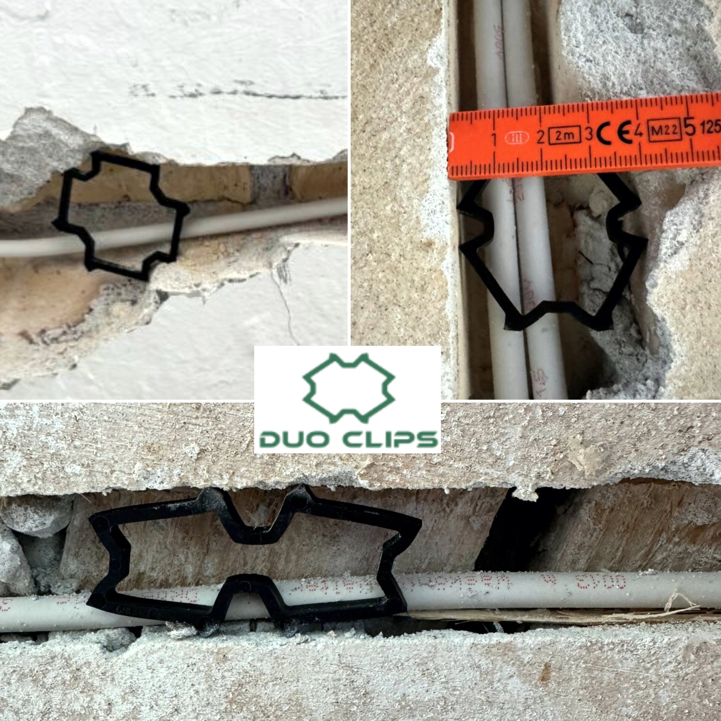 DUO CLIPS Universal 22–50 mm Kabelhalter 100 Stück | Kabelclip, Kabelbefestigung, Clip für Kabel, Halterung für Leitungen und Rohre