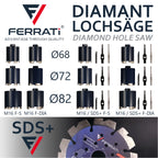 FERRATI Diamantbohrer für Beton M16/SDS+ Segmentdicke 3.5mm | Diamant Bohrer Lochsäge für Schalungsstein Betonfertigteile Hohlziegel Altbeton Betonsteine Porenbeton | trockene andwendung