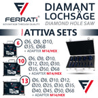 FERRATI Vitale Diamant Fliesenbohrer M14 Segmenthöhe 11mm | Pro Diamantbohrer Lochsäge für Fliesen Keramik Marmor Travertin Naturstein | nasse & trockene andwendung