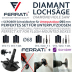 FERRATI Diamantbohrer für Beton M16/SDS+ Segmentdicke 3.5mm | Diamant Bohrer Lochsäge für Schalungsstein Betonfertigteile Hohlziegel Altbeton Betonsteine Porenbeton | trockene andwendung