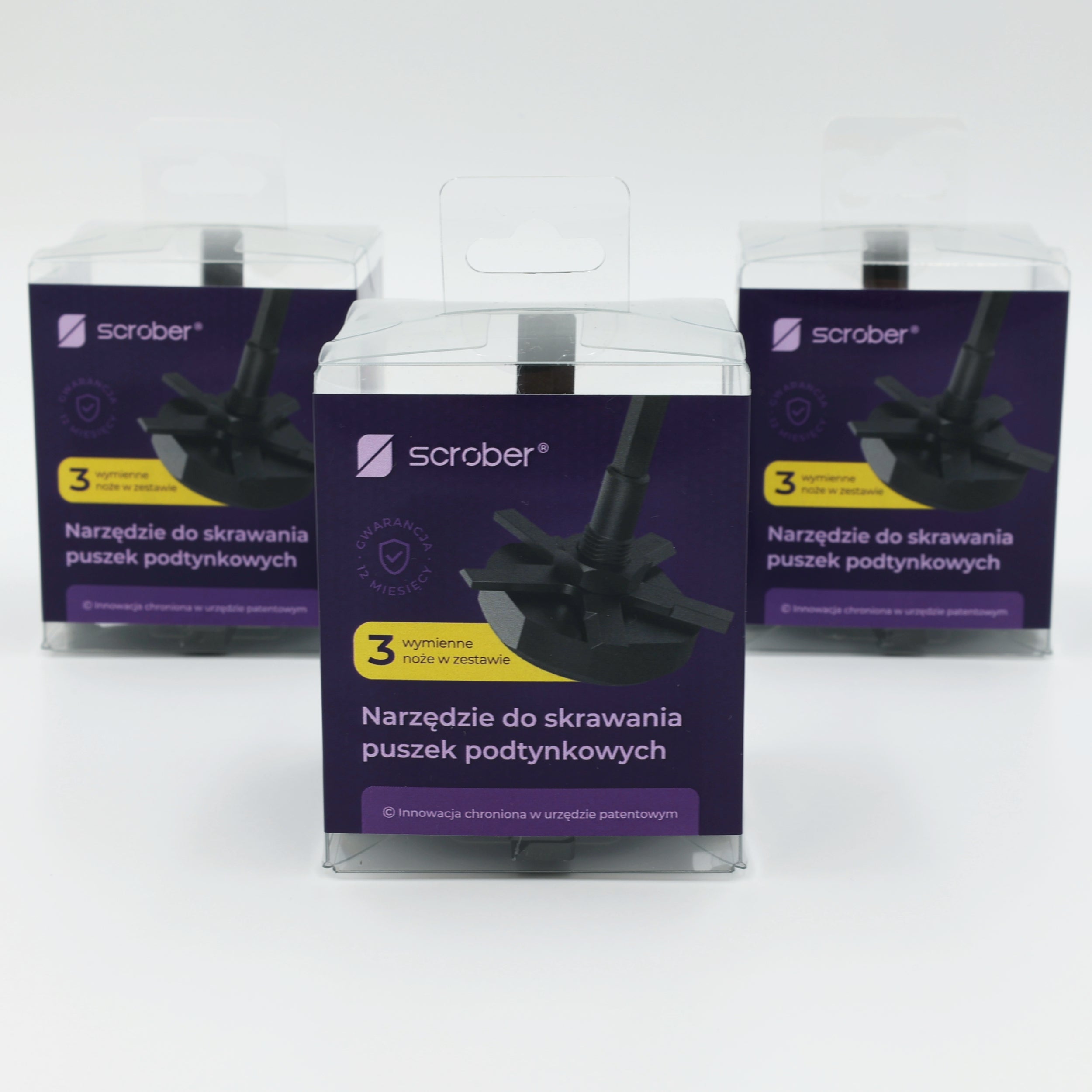 SCROBER 3 x Messern für Universal Schneidbohrer für Unterputzdose ∅ 65 mm